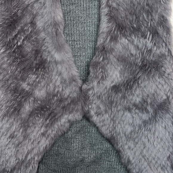 Catherine Catherine Makandrino Gray Rabbit Fur Sleeveless Vest Size L - Picture 4 of 6